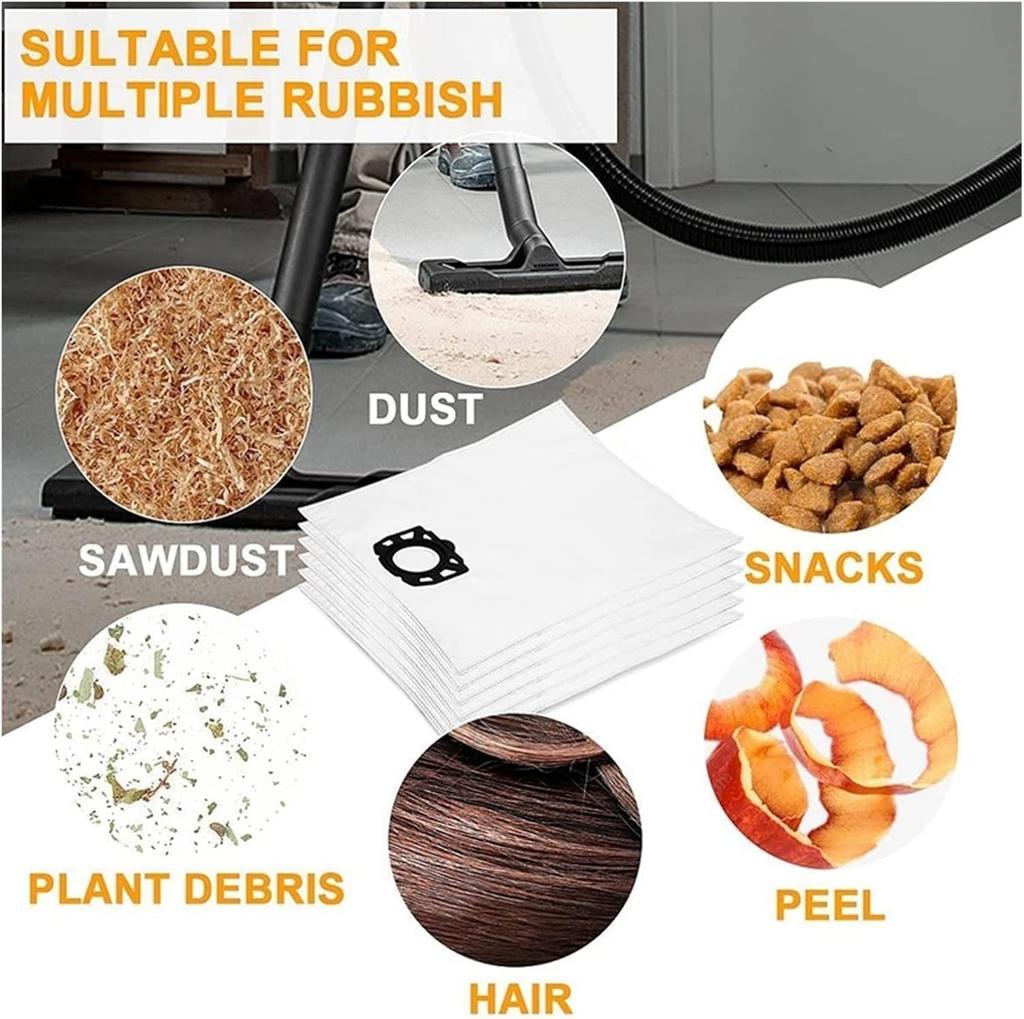 12Pcs Vacuum Cleaner Bags for Kärcher WD4 WD5 WD6 WD5P WD6P MV4 MV5 MV6  Wet & Dry Vacuum Cleaner, Dust Bags for Karcher 2.863-006.0