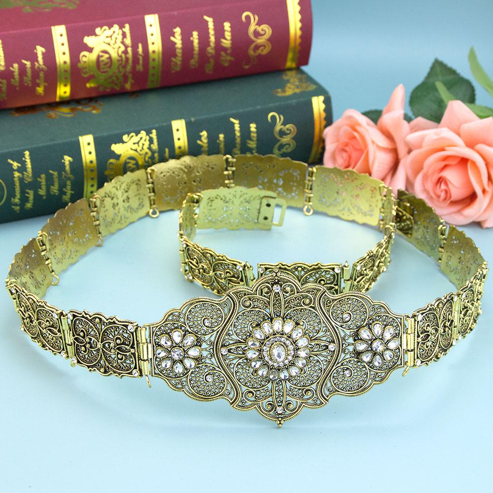 Caucasus Women Belt Matal Waist Chain Adjustable Length Bridal Dress Belt Body Jewelry