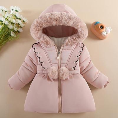 Chaqueta gruesa y cálida para niñas pequeñas, ropa de abrigo con dibujos de conejos para niños, abrigo de invierno a la moda para niñas, chaquetas con capucha de felpa para cumpleaños