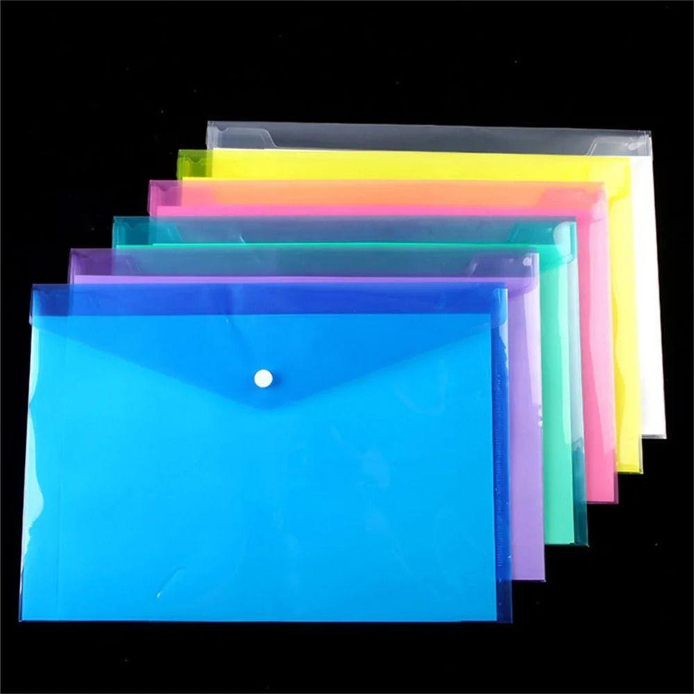 1Pcs Clear Document Files Folders with Snap Button Envelope Popper Wallets  for School Office Home
