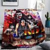 1Pc Kiss Band Print Flannel Blanket, High Quality Comfortable for All Seasons, Home Decor, Warmth and Comfort, Perfect for Christmas Gifts