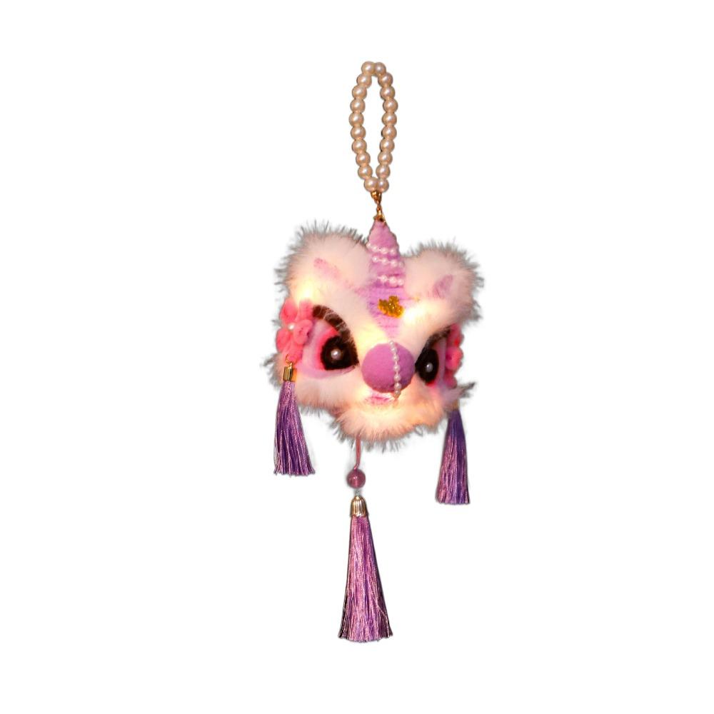 Handheld New Year Luminous Lantern Twisted Stick Lion Lantern Keychain Plush Lion Pendant  Children