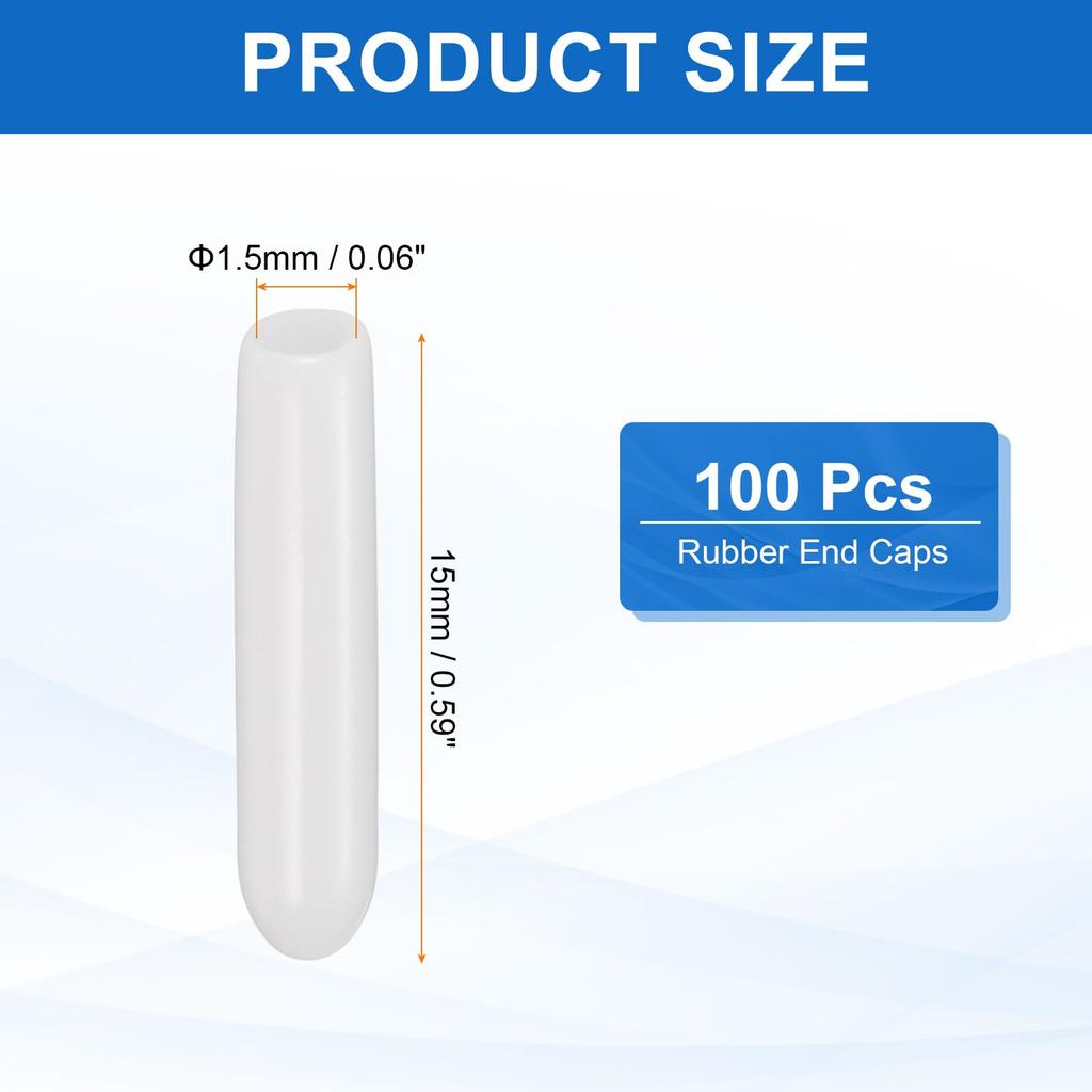 uxcell Rubber End Caps 0.06 inch (1.5 mm) Inner Diameter Vinyl for Round Tubes