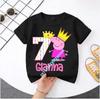 Peppa Pig 1-8 years old children' Polyester short-sleeved boys' sports shirt, girls' casual top with digital print, summer T-shirt