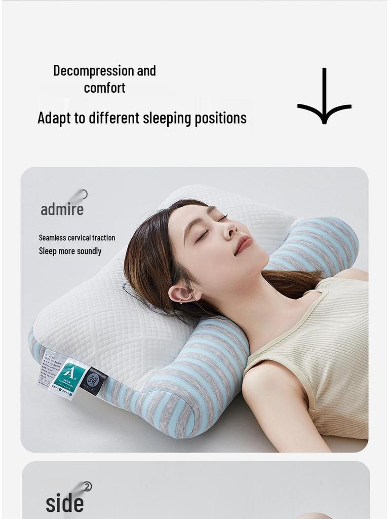 7A Antibacterial Anti-Slip Neck Protection Pillow Core - Sleep Aid for Students and Adults, Home Use, Non-Deforming, Pair Pack
