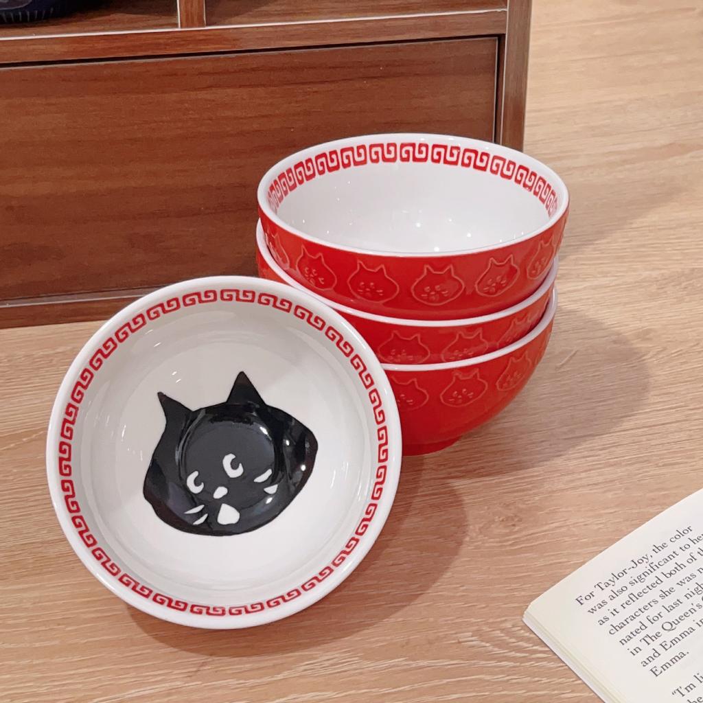 Japanese Cute Surprise Cat Tableware Underglaze Colored Rice Bowl Fruit Bowl Cartoon Ceramic Bowl Household Rice Bowl