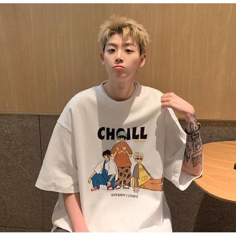 

Мужские футболки с буквенным графическим принтом, модные брендовые футболки для мужчин, футболки больших размеров, мужская одежда, повседневная мужская футболка, летняя корейская ретро 5XL белый