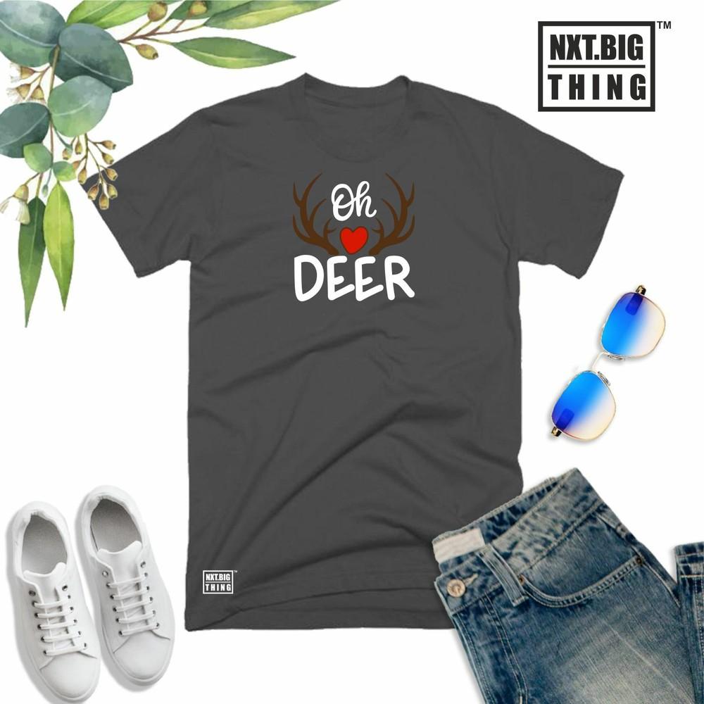 Oh Hirsch T-Shirt Weihnachtsmann Rentier Rudolph Herz Elf Spaß Weihnachten Xmas Geschenk Unisex Oberteil
