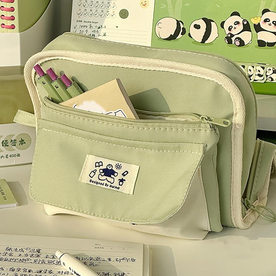 Holiday Time Pencil Bag Pen Case Leisure Design Detachable Front Pack Handle Storage Pouch for Stationery School