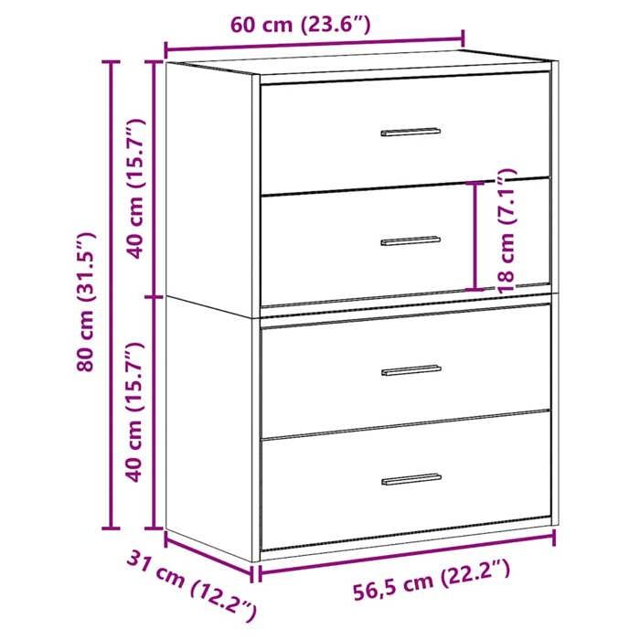 VidaXL Cabinets with 2 Drawers 2 Pcs Black Oak Engineered Wood, Storage Cabinet, Buffet, Sideboard Cabinet, Cabinet 858824