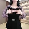 High-End Beaded Chiffon Patchwork Top for Middle-Aged Women – Plus Size, Luxury Spring Casual Shirt