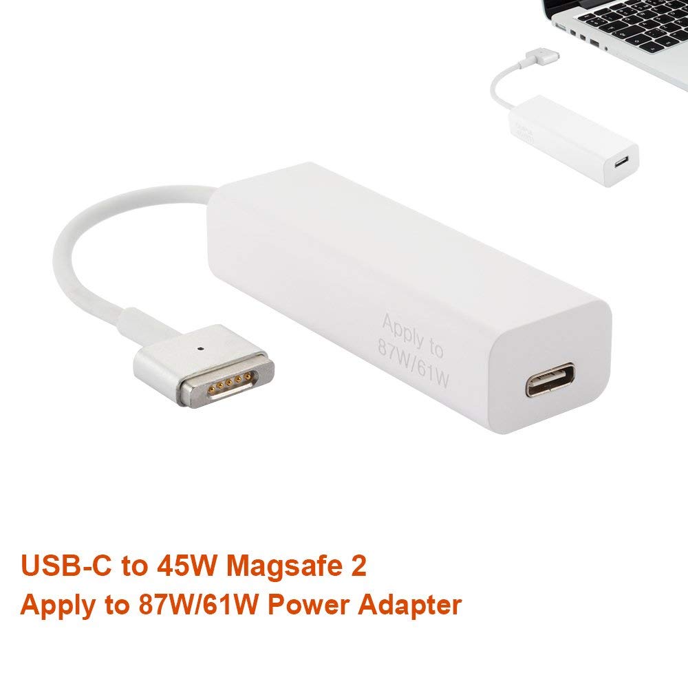Type-C To 45W Compatible with MagSafe 2 T-Tip Charging Adapter Converter Support 87W/61W Power Adapter