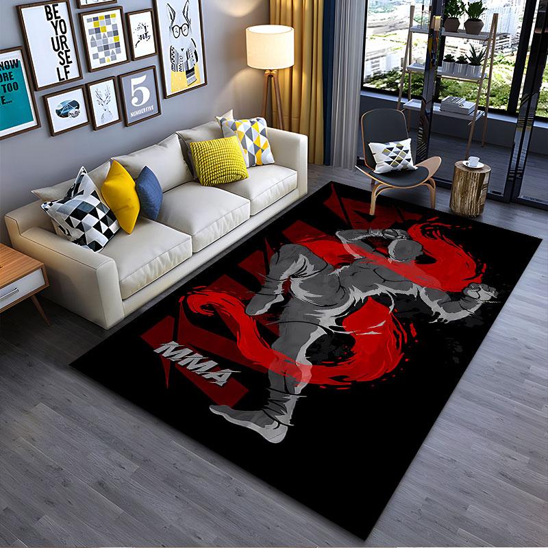 MMA Fighter Kick Red Flames suitable as a non-slip mat for the living room or bedroom sofa