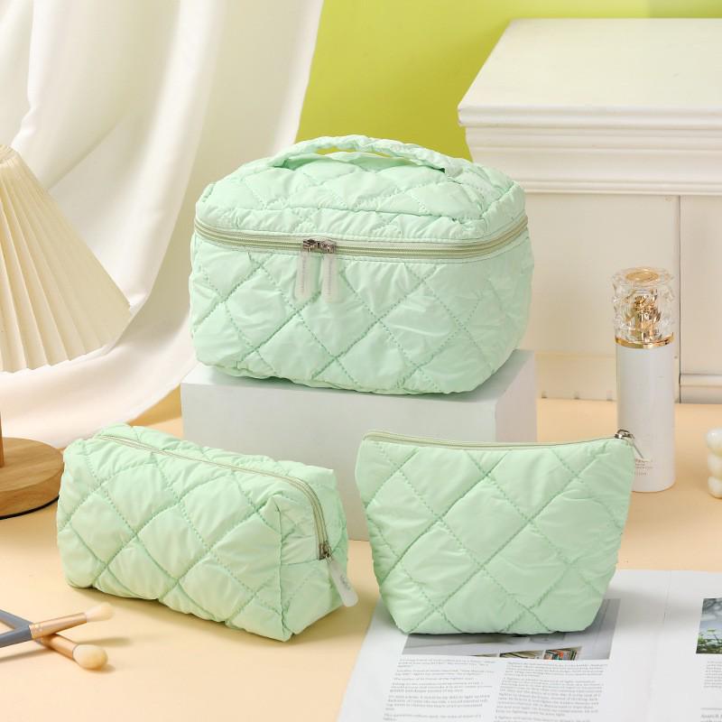 Large-Capacity Waterproof Cosmetic Bag Set - Stylish Solid Color, 3-Piece Portable Toiletry Organizer