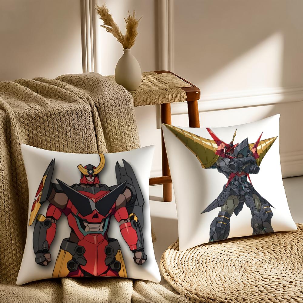 M-Mecha Anime Gurren Lagann Cushion Cover Pillowcase Anti-Dustmite Living Room Sofa Decor Cushion Room