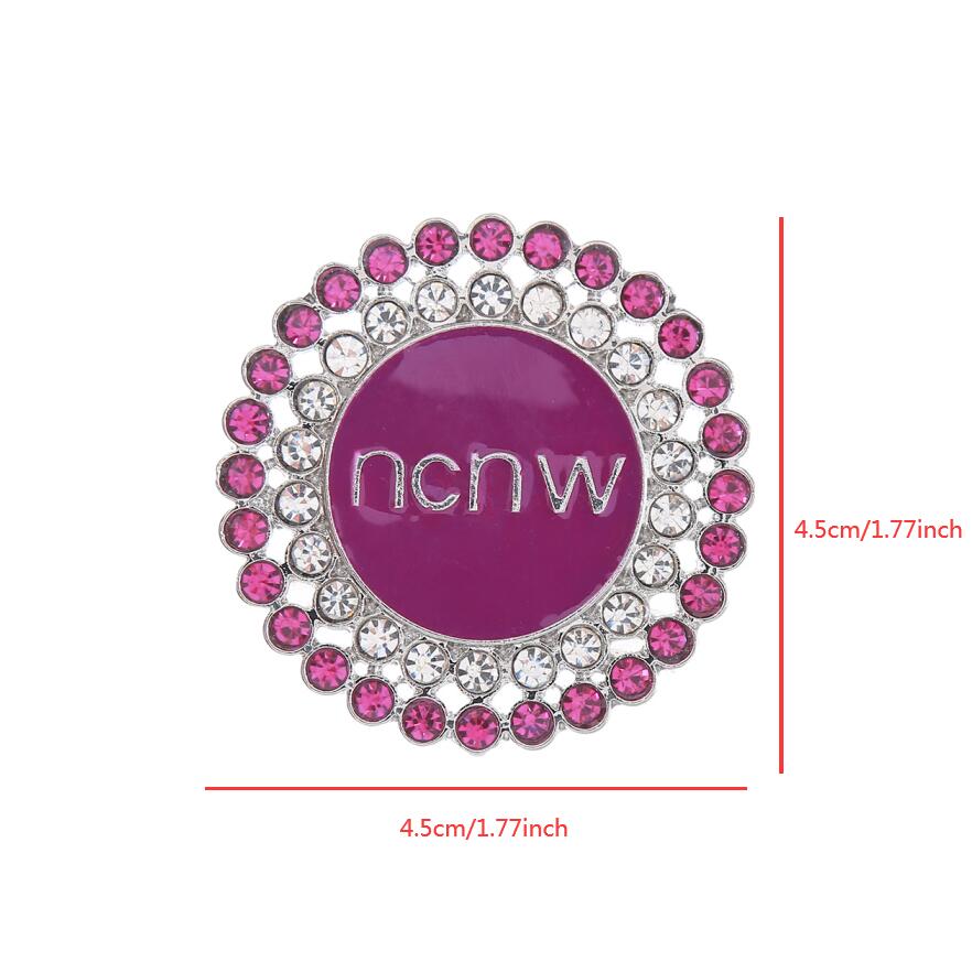 Low Price Exclusive Women Organization Jewelry Pin Dainty Purple Enameled Rhinestone Inlaid NCNW Letter Flower Brooch Trendy&Silver Plated