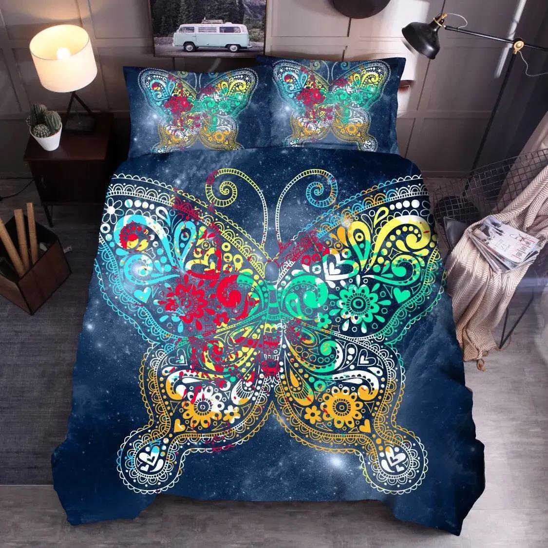 

High Quality western buterfly beding Set Winter Soft with Soft Fabric Duvet Cover Sets Reactive Printing Children Kids adult beding sets Dropship 100*200cm Single