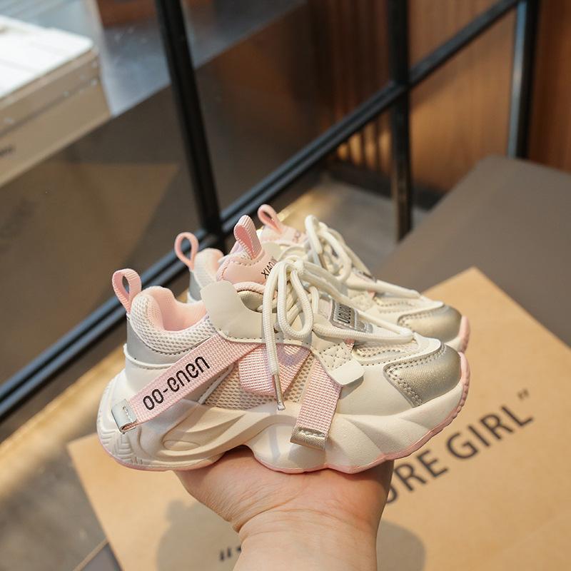 Girls Sports Shoes Children's Breathable Dad Shoes 2025 Spring and Autumn New Mesh Running Shoes Girls Fashion Casual Shoes