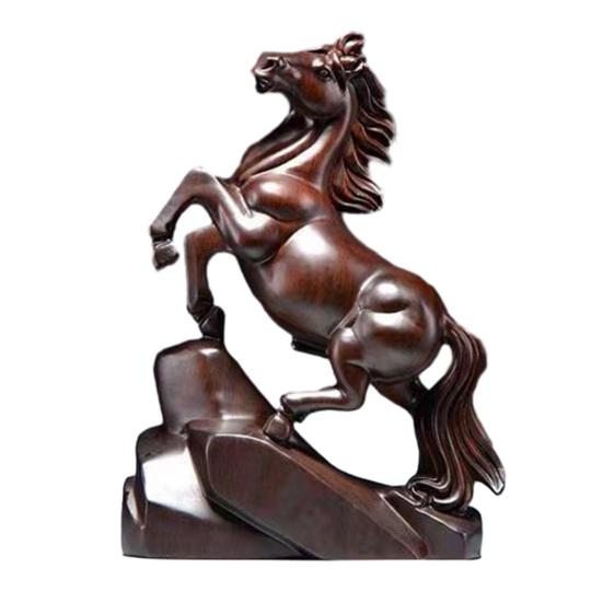 Holzpferd Figur Kleine Pferdestatue 2026 Chinesisches Neujahr Tierkreiszeichen Skulptur Feng Shui Büro Schreibtisch Ornament für Reichtum Glück