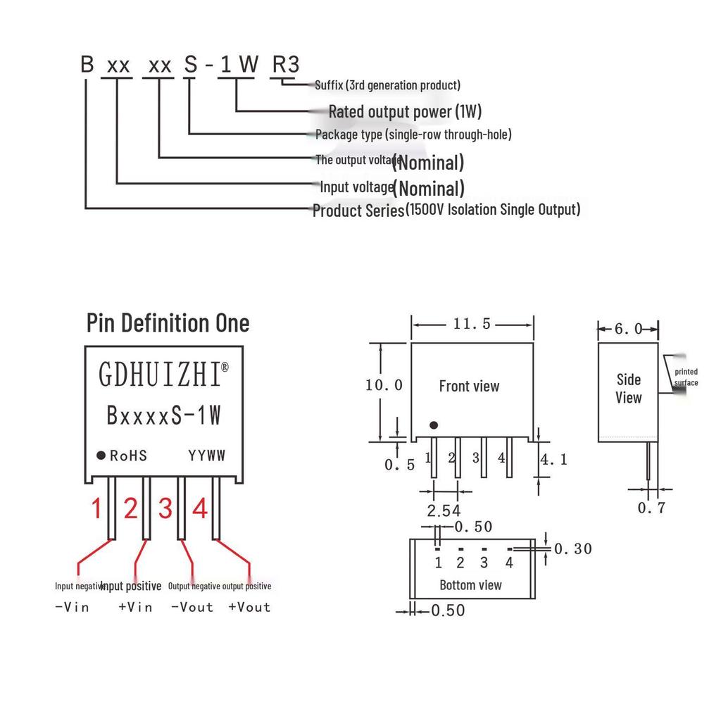 B0505S-1W Industrial Isolated Power Module: 5V To 5V Unregulated Output, Customizable, DC-DC Converter.