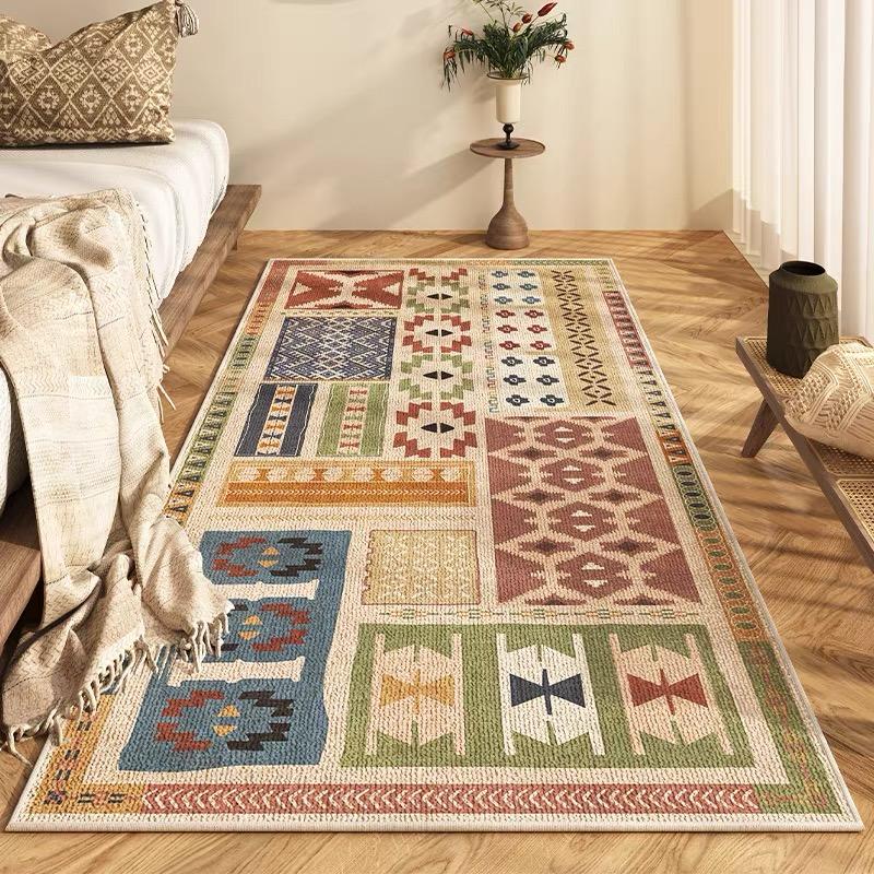 Nordic Boho Crystal Velvet Carpet Bedroom Superior Bedside Carpet Living Room Sofa Foot Mat Coffee Table Non-Slip Mat