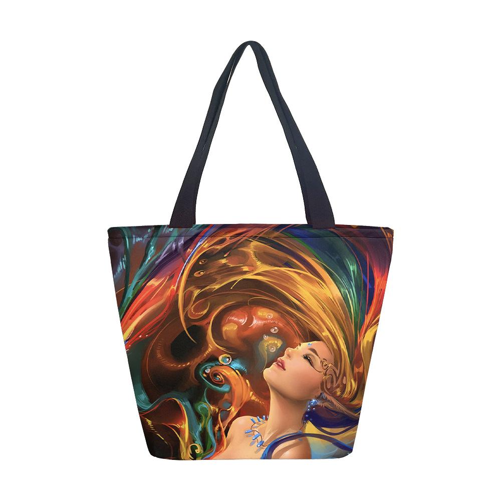 Borsa da donna senza tema Borsa a spalla da ragazza Borsa in tela stampata Tendenza moda Borsa tote di grande capacità