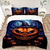 3pc Halloween Pumpkin Head Cover Set - 1 Quilt Cover + 2 Pillowcases, All Seasons Bedroom Setting, Perfect for Home027