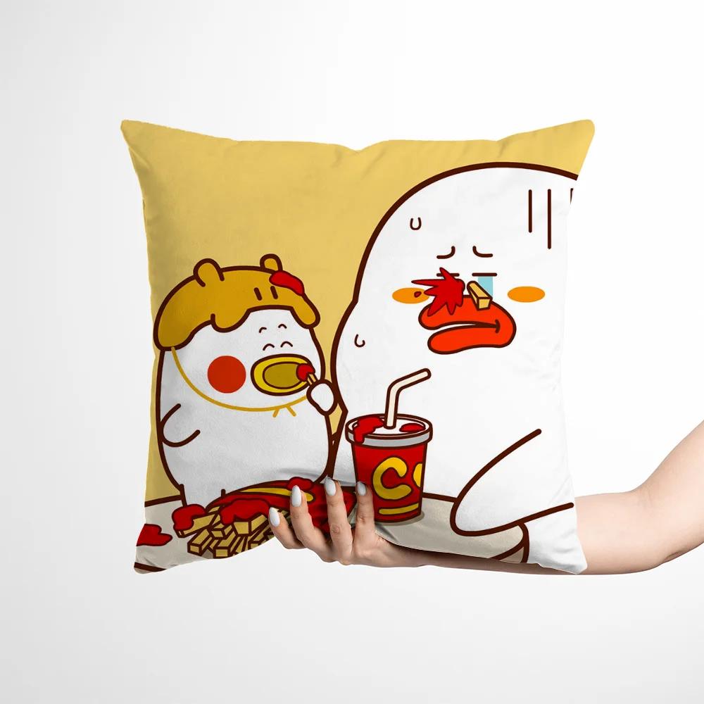 Luxury Cushion Cover x Cute Duck Case for Pillow Covers Decorative Pillows for Sofa Silk Pillowcase 100% Home and Decoration