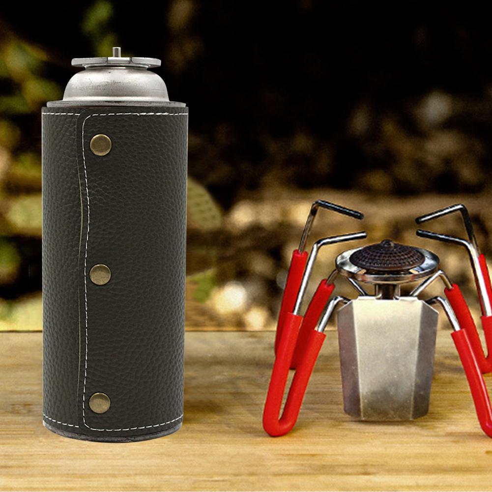 Leather Fuel Canister Sleeve Portable Gas Bottle Cover Propane Tank Holder Bag