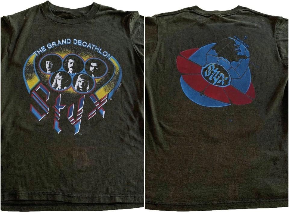 

1979 Styx Grand Decathalon Tour Shirt 2 sided Black T shirt Unisex T-Shirt XXXXL
