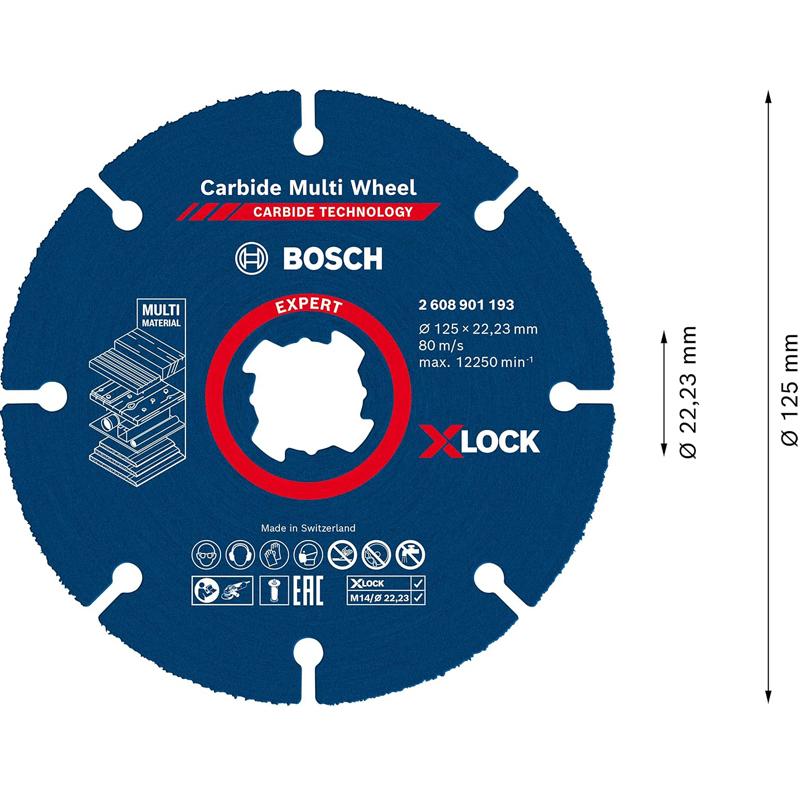 BOSCH 2608901193 Expert Carbide Multi Wheel X-LOCK Cutting Disc Durable Hard Metal Cutting Blade Power Tool Attachments