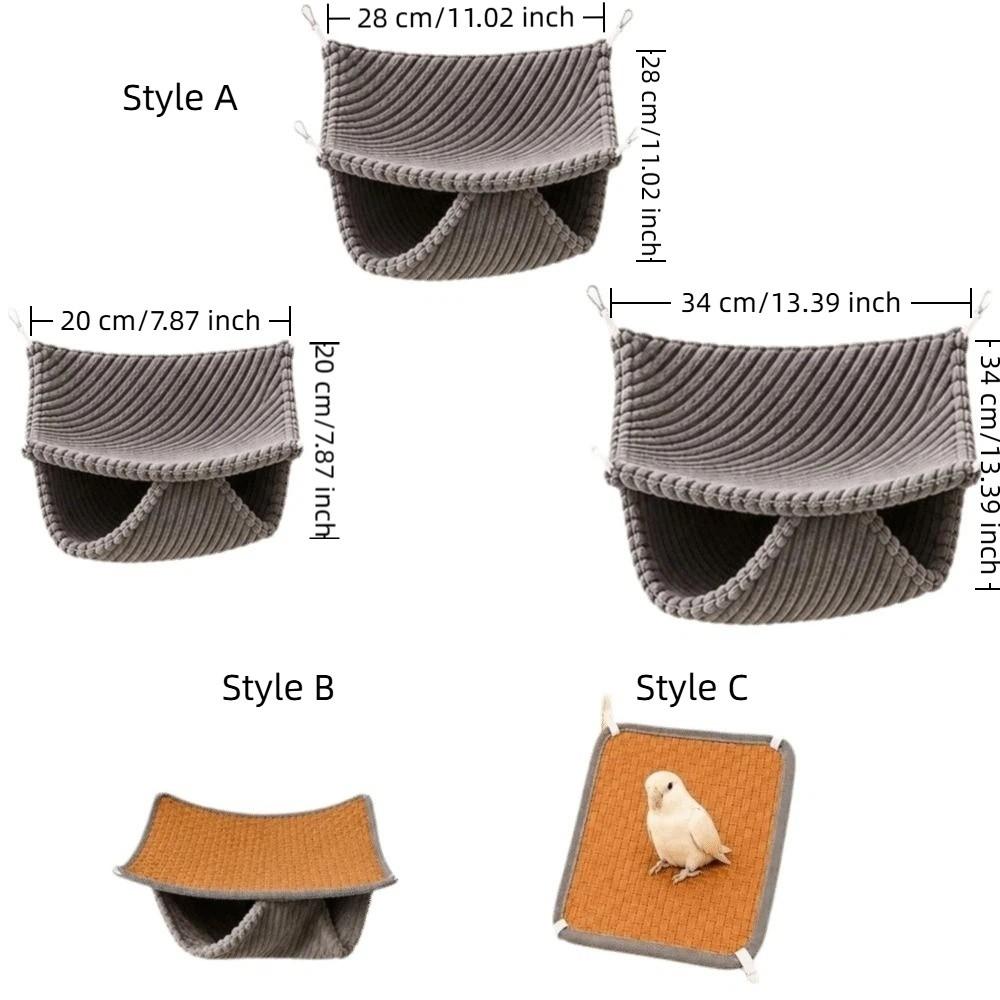 Thickened Double Layered Bird Hammock Warm Plush/Cooling Soft Cozy Double-sided Hamster Hammock Fluffy Pet Sleeping Bag Winter