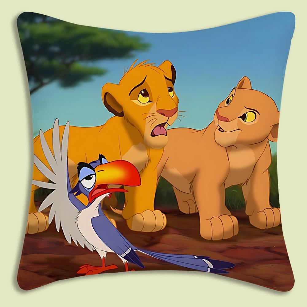 The Lion King Pillow Covers Cartoon Sofa Decorative Home Double-Sided Printing Short Plush Cute Cushion Cover
