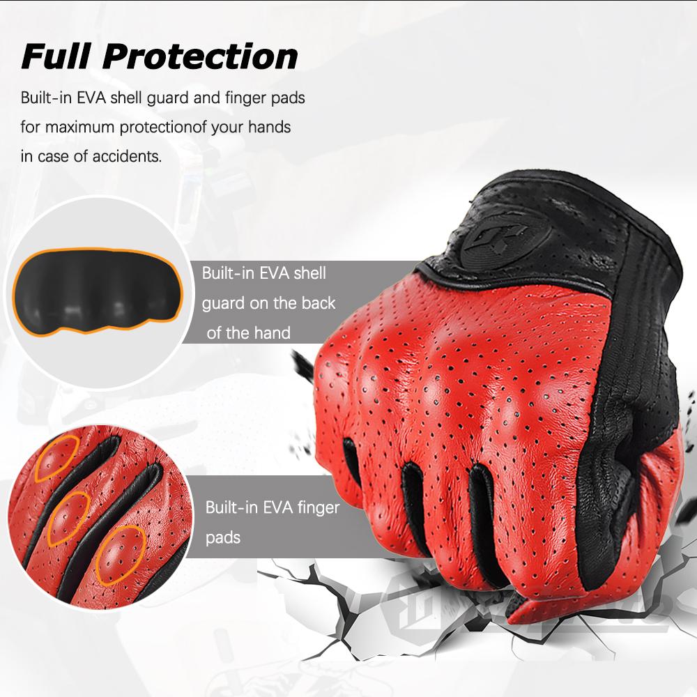 Sommer atmungsaktive Perforation Motorradhandschuhe Retro Leder Vollfinger-Touchscreen-Handschuhe integrierter EVA-Schalenschutz