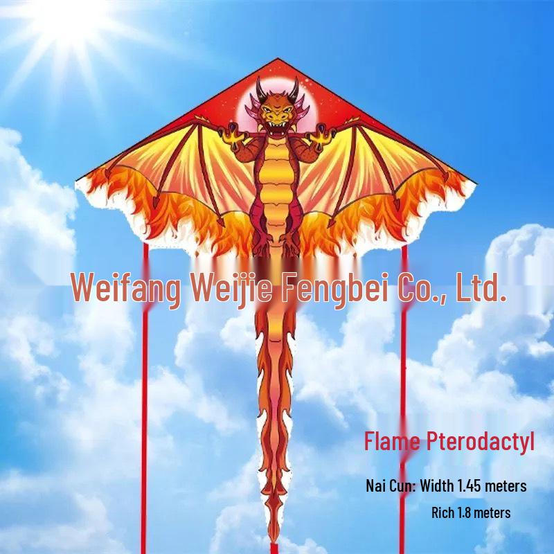 Weifang Pterodactyl Cartoon Kite for Kids - Easy to Fly in Light Breeze, Free Shipping