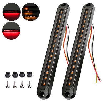 2PCS 10inch LED Trailer Tail Light Bar Brake Stop Turn Signal Light Sequential Strobe Strip Lamp Smoked Lens Pickup Truck RV UTV
