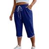 2025 Plus Size European & American Color Block Casual Capris - Summer Loose Fit