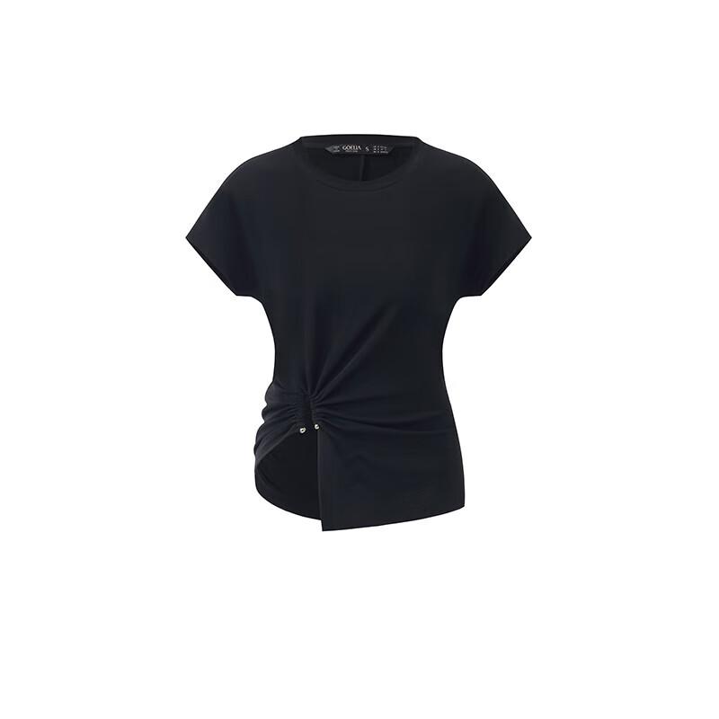 GOELIA Women's Acetate Knit Slit Short-Sleeve T-Shirt