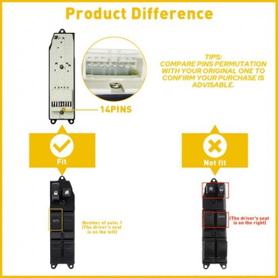 Master Power Window Door Control Switch Button for 1998-2002 Toyota Corolla EOOK