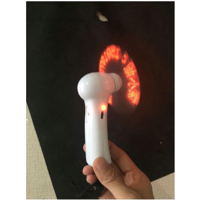 LED Flashing Word Mini Handheld Rechargeable Fan - Customizable Gift Contact for Custom Size