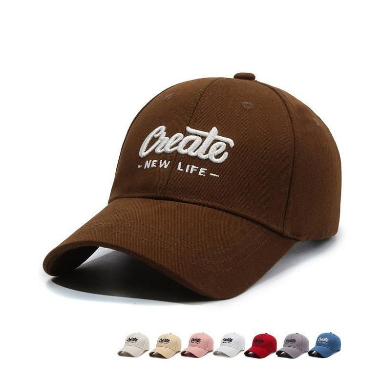 Curved Cotton Brim Cap With Embroidery Adjustable Strap Men Women Outdoor Use