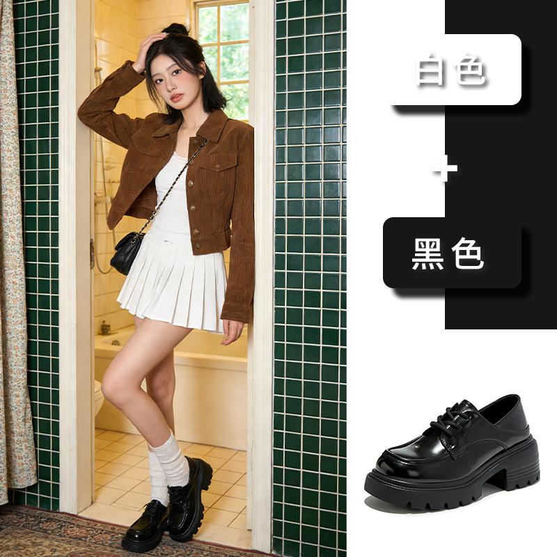 Foam bottom first layer sheepskin insole Mary Jane shoes spring new thick-soled versatile single shoes British style women's shoes