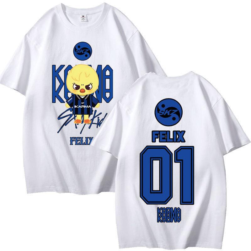 Cosplay Stray Kids Summer T-shirt Kawaii Manga Graphic Tees Shirt Cotton Casual Cartoon Short-Sleeves Tshirts Streetwear Kids Tops