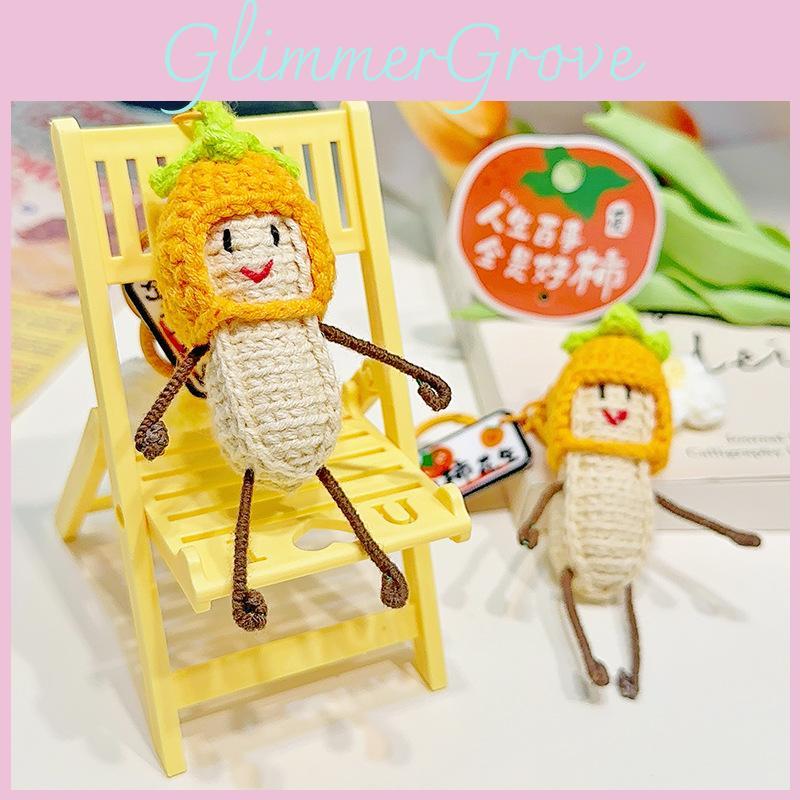 Jinnew Handmade Felt Keychain With Cartoon Persimmon Head And Peanut Character For Kids And Gift Use