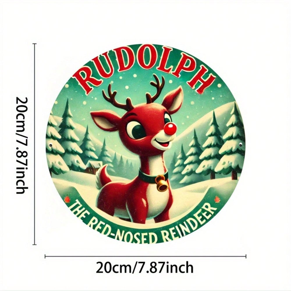 Vintage Rudolph Metal Tin Sign Christmas Wall Art Decor 20x20