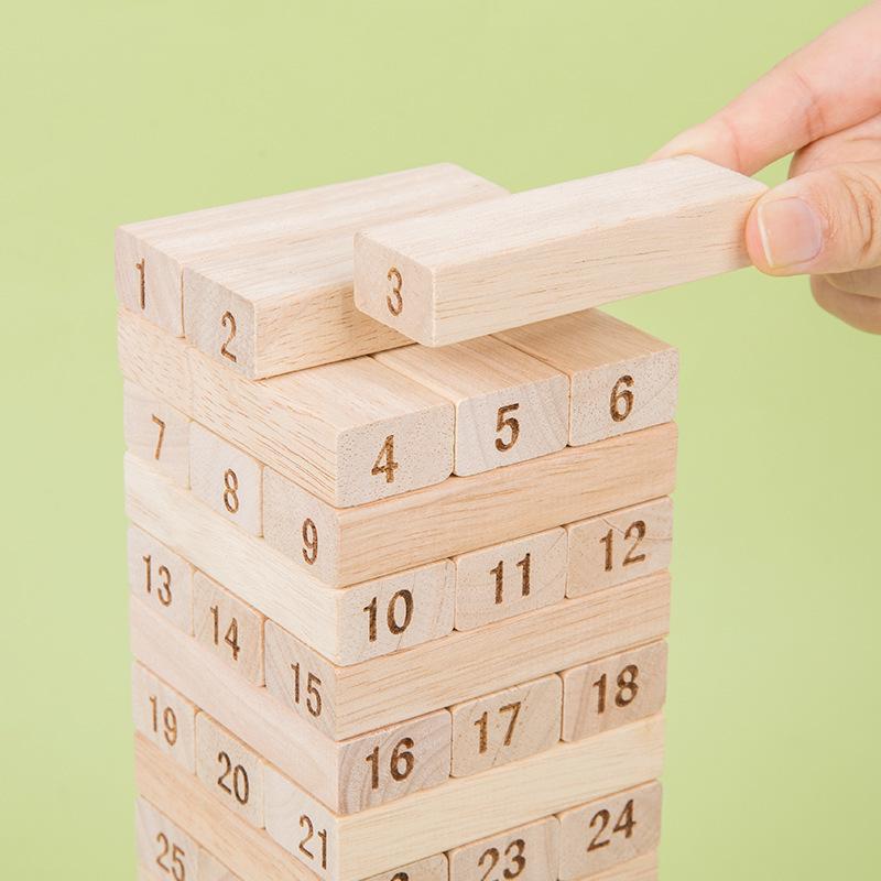 Großes Holz-Jenga-Stapelblock-Turmspiel für Kinder und Eltern - Interaktives Gleichgewichts- und Hochstapelvergnügen