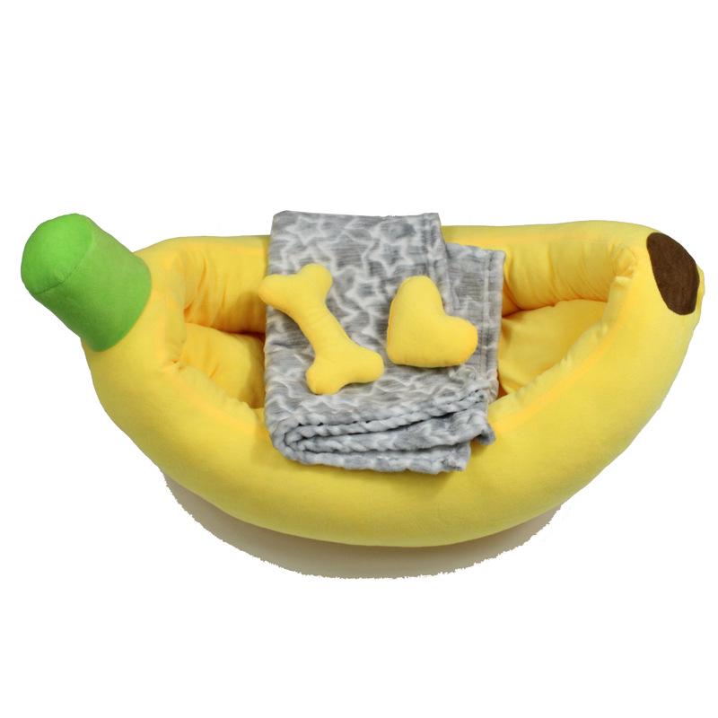 Cartoon Banana Pet Bed Cushion for Cats and Dogs - Winter Warmth