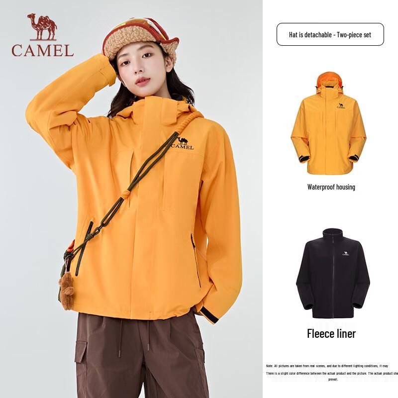 CAMEL Men s & Women s 3-in-1 Windproof Rainproof Hiking Jacket XXL