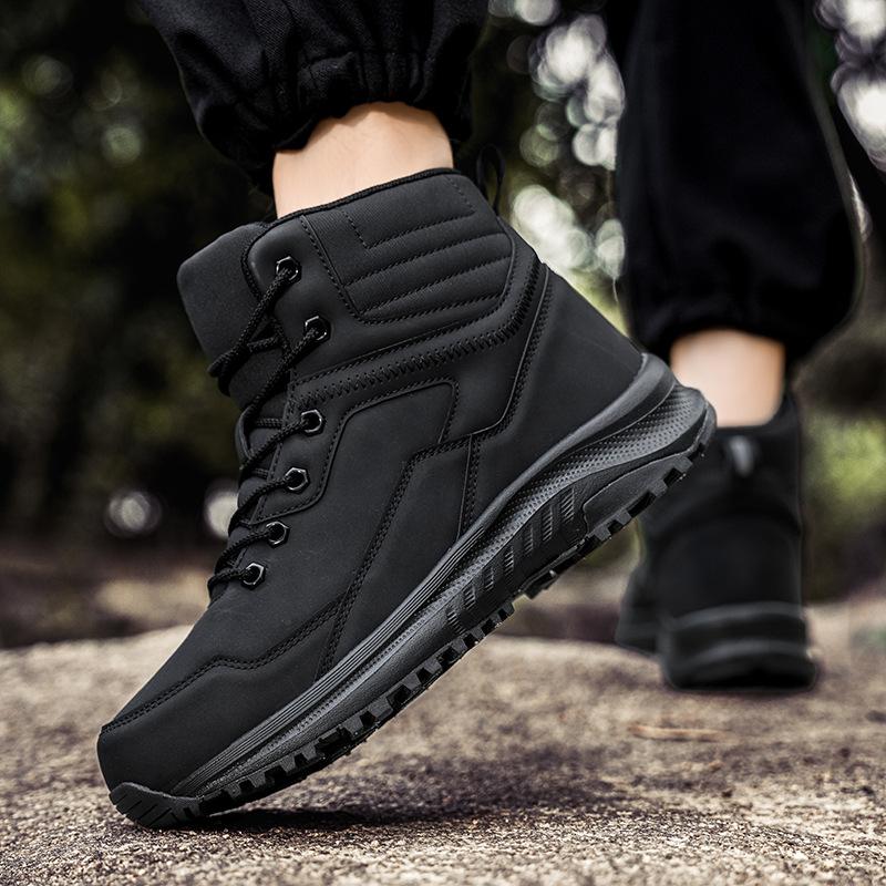 Casual microfiber leather shoes medium top ultra-light and super soft autumn large size mountaineering outdoor snow boots