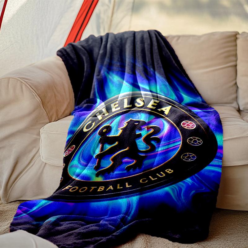 שמיכה קלה לטיפול של צ'לסי FC, מושלמת לספה, למיטה, לבית, לנסיעות ועוד, שמיכה מודפסת חמה ועמידה